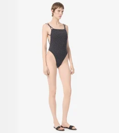 POLKA DOT SWIMSUIT WITH DOUBLE STRAPS