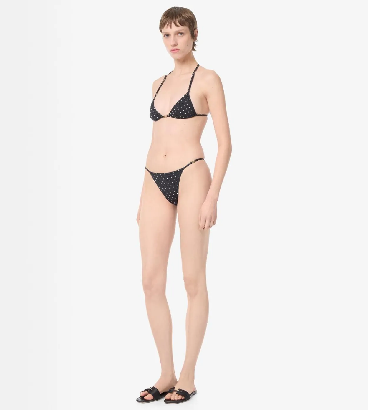 POLKA DOT TRIANGLE BIKINI WITH T-TRIM