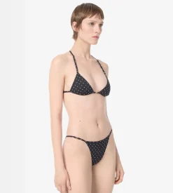 POLKA DOT TRIANGLE BIKINI WITH T-TRIM
