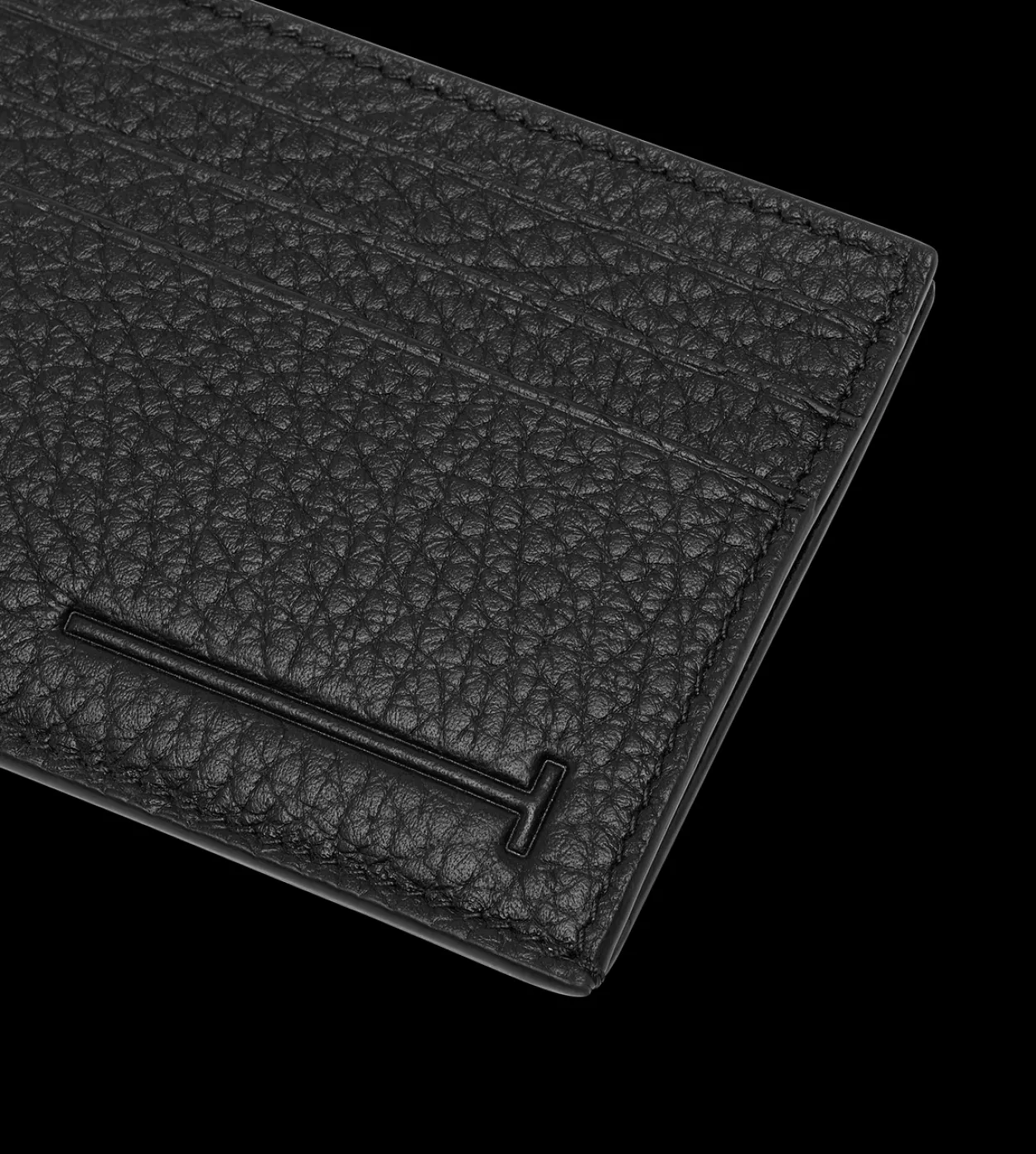 PRINTED DEER LEATHER ELONGATED T LINE CARD HOLDER WITH CENTRAL POCKET