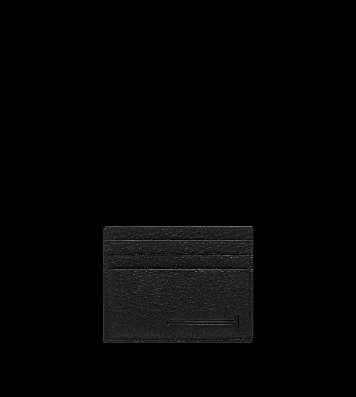 PRINTED DEER LEATHER ELONGATED T LINE CARD HOLDER WITH CENTRAL POCKET