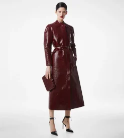 PRINTED LEATHER AND WASHED DUCHESSE BIKER COAT