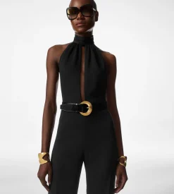 SABLE' HALTER NECK BELTED JUMPSUIT