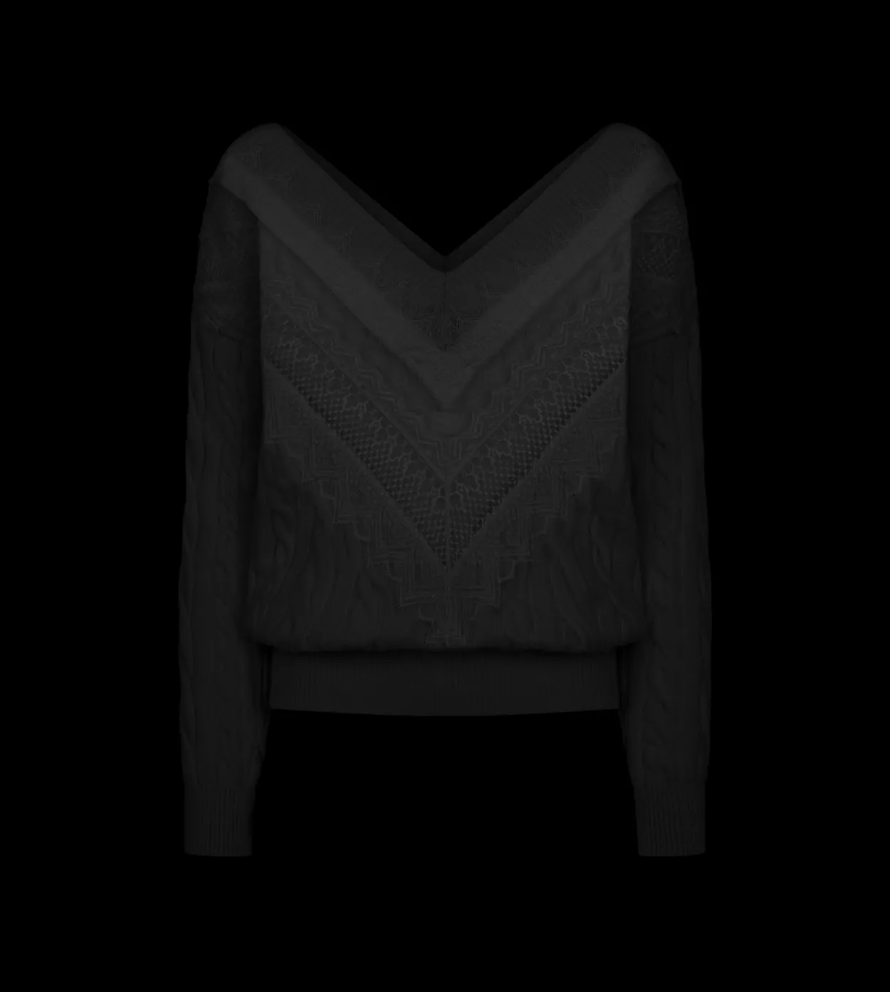 SCULPTURAL MERINO CABLE KNIT AND LACE CRICKET JUMPER