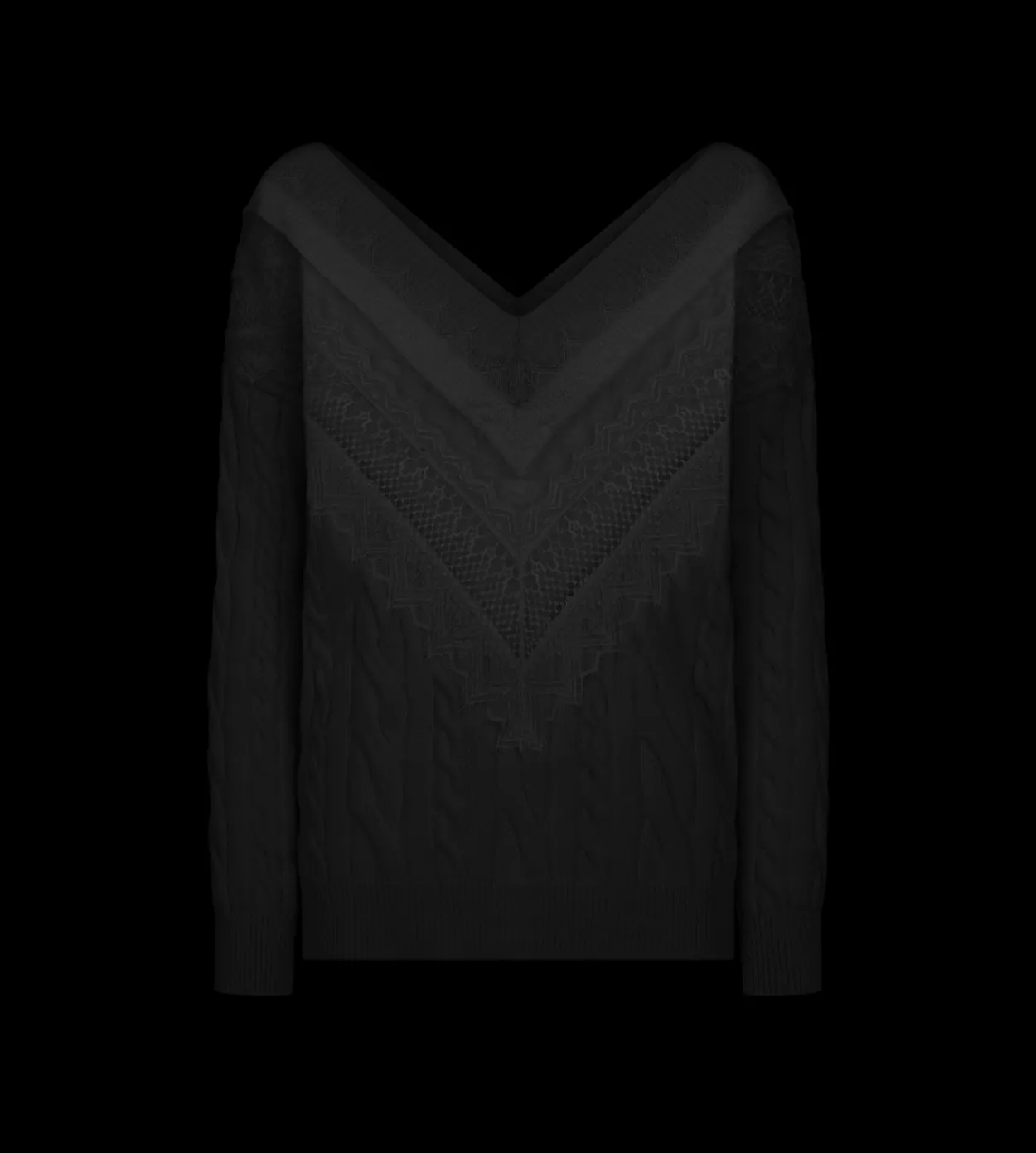 SCULPTURAL MERINO CABLE KNIT AND LACE CRICKET JUMPER