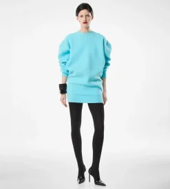 SCULPTURAL WOOL CASHMERE SWEATSHIRT MINI DRESS