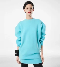 SCULPTURAL WOOL CASHMERE SWEATSHIRT MINI DRESS