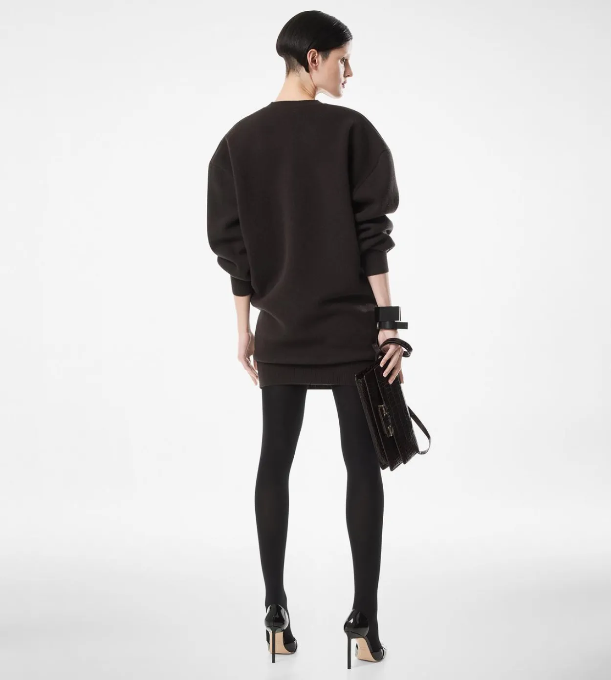SCULPTURAL WOOL CASHMERE SWEATSHIRT MINI DRESS