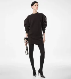 SCULPTURAL WOOL CASHMERE SWEATSHIRT MINI DRESS