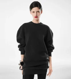 SCULPTURAL WOOL CASHMERE SWEATSHIRT MINI DRESS