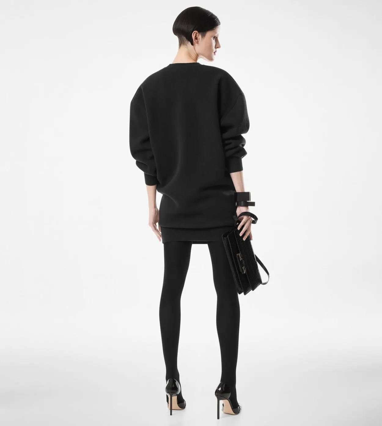 SCULPTURAL WOOL CASHMERE SWEATSHIRT MINI DRESS