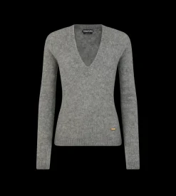 SEAMLESS CASHMERE SILK KNIT V-NECK TOP