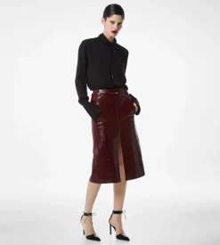 SEMI SHINY PRINTED CALF LEATHER SKIRT