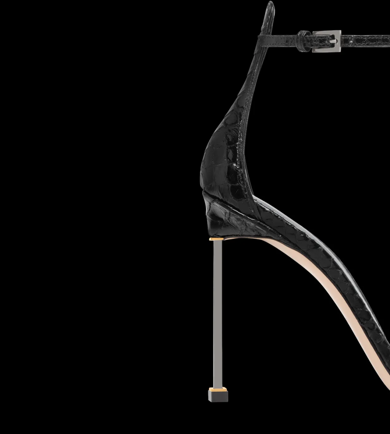 SEMI SHINY PRINTED PYTHON SPIRE ANKLE STRAP SANDAL
