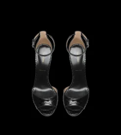 SEMI SHINY PRINTED PYTHON SPIRE ANKLE STRAP SANDAL
