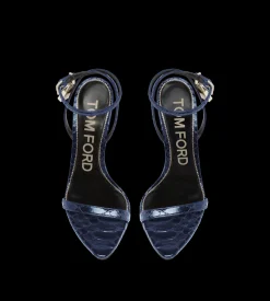 SEMI SHINY PRINTED PYTHON PADLOCK POINTY NAKED SANDAL
