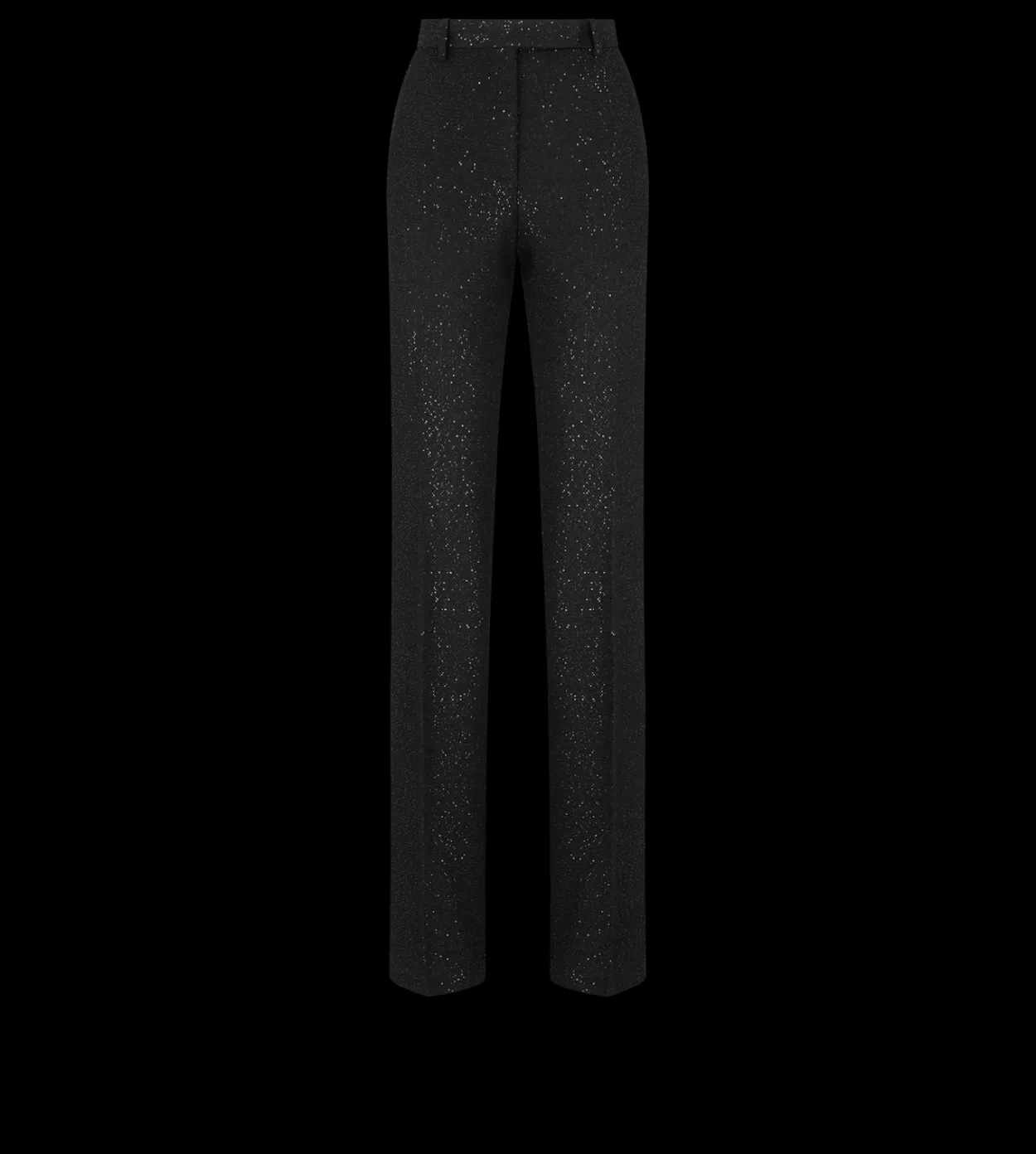 SEQUINED WOOL BLEND CREPE TAILORED STRAIGHT PANTS