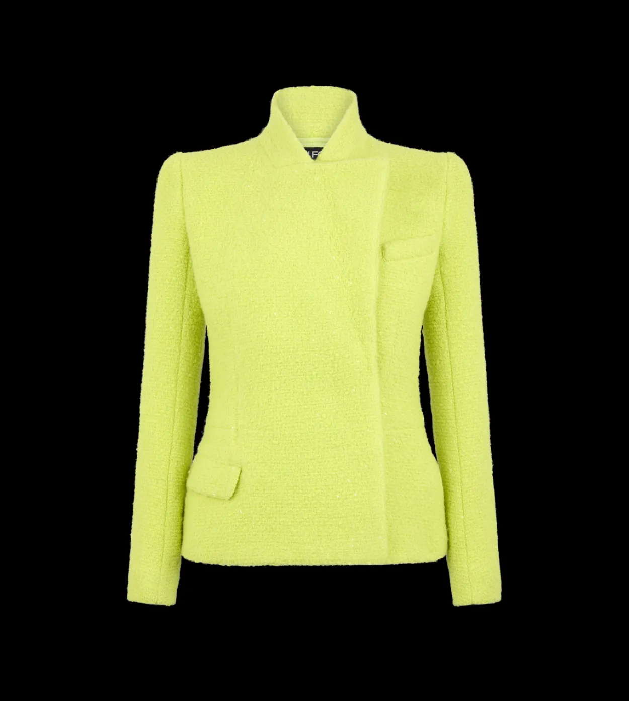 SEQUINED WOOL CASHMERE AND SILK BLEND TWEED WRAP JACKET