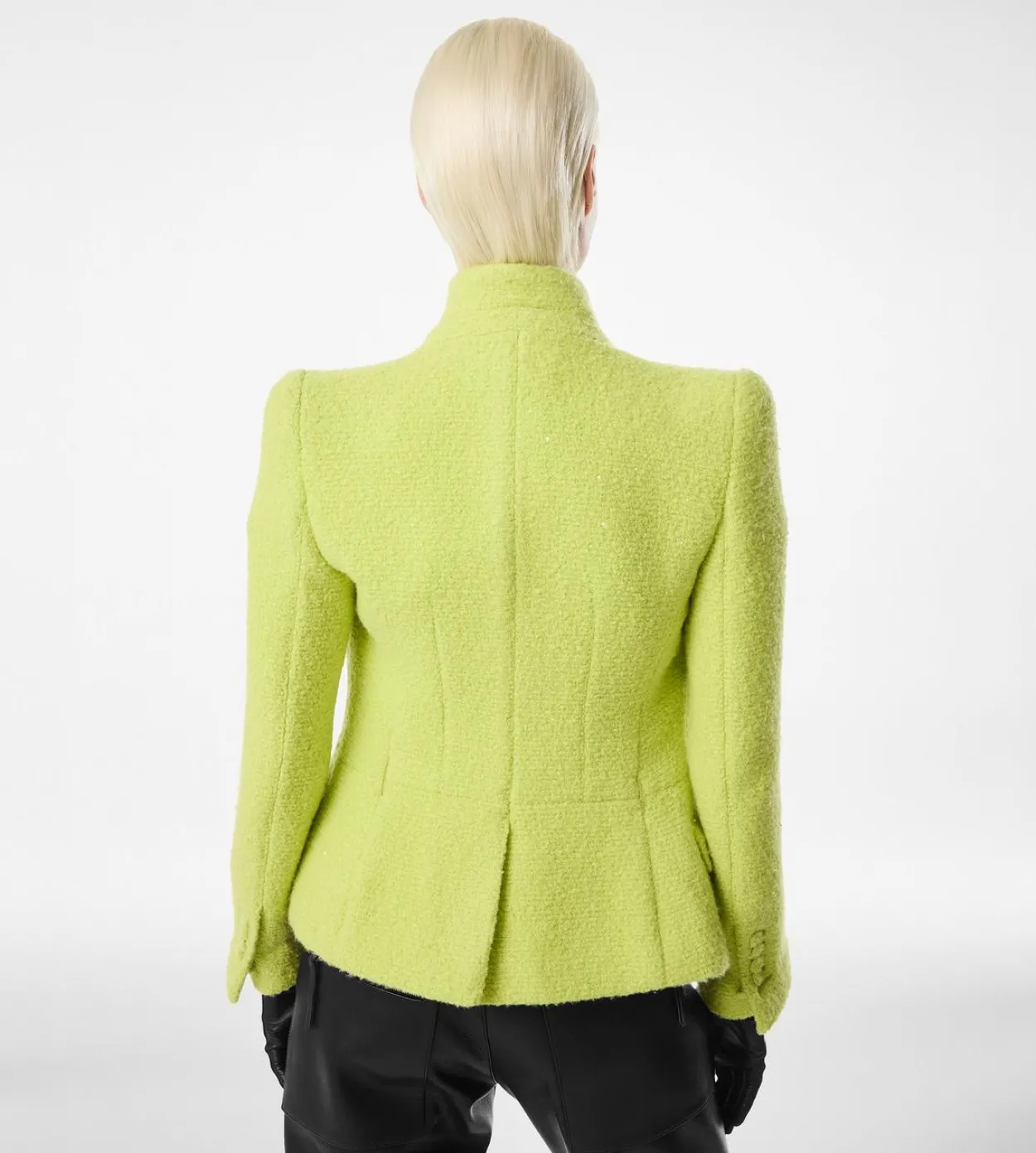SEQUINED WOOL CASHMERE AND SILK BLEND TWEED WRAP JACKET