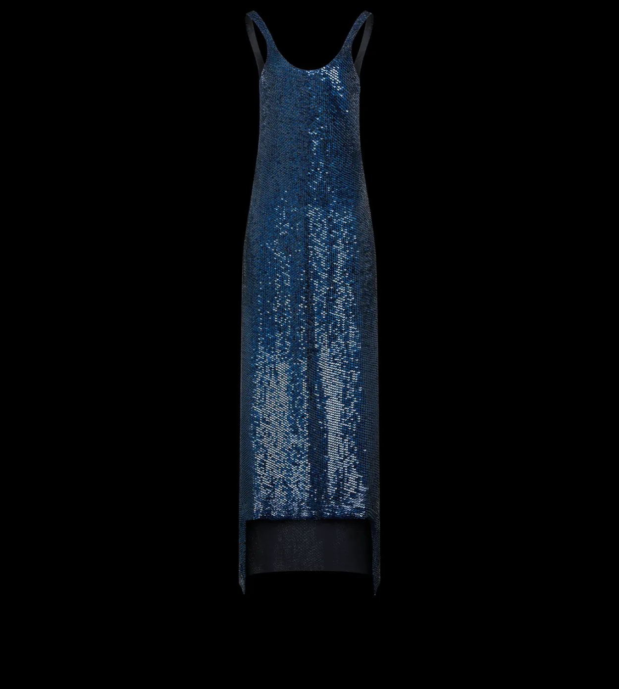 SEQUINS EMBROIDERED SILK SLEEVELESS ASYMMETRIC EVENING DRESS