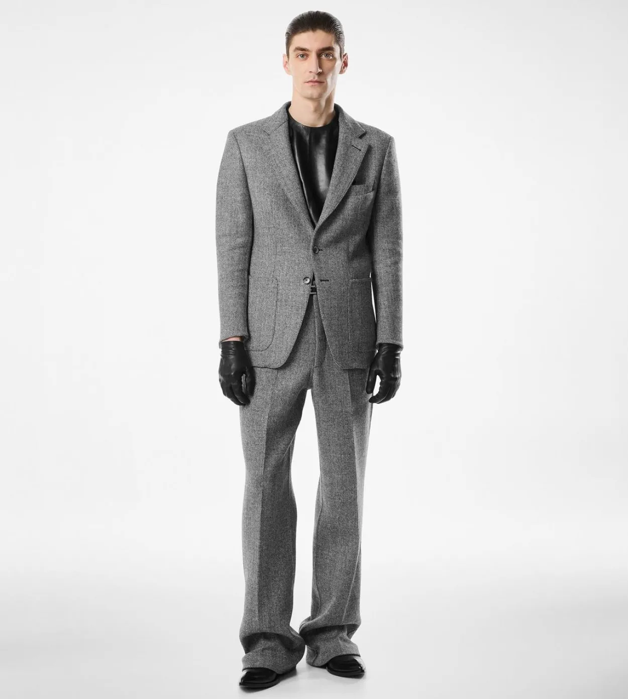 SHARKSKIN HERRINGBONE DOUBLE SPLITTABLE JACKET
