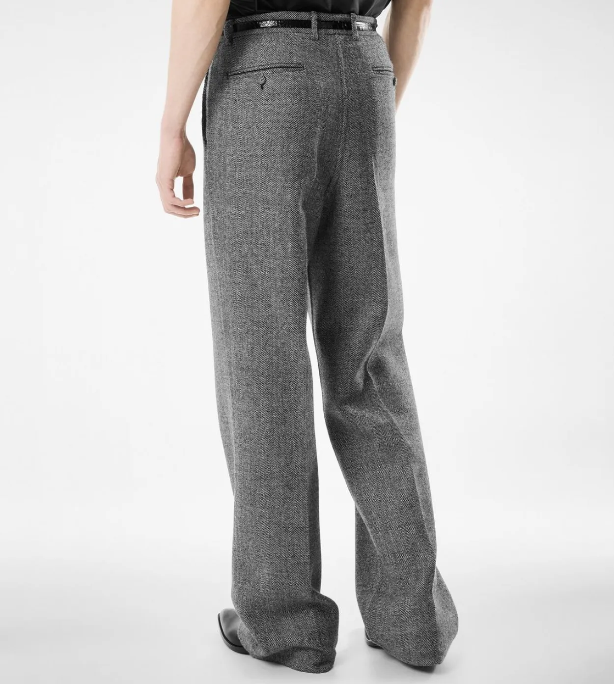 SHARKSKIN HERRINGBONE DOUBLE SPLITTABLE PANT