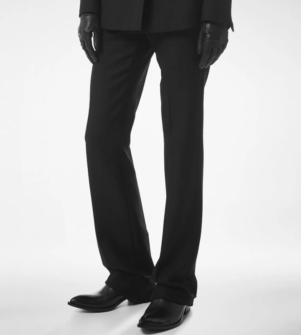 SHARP HERRINGBONE TAILORED STRAIGHT PANTS