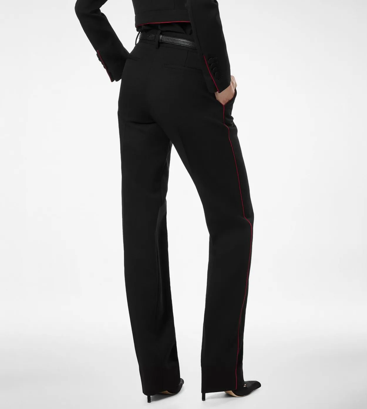 SHARP WOOL GABARDINE OFFICER PANTS WITH PIPING