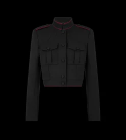 SHARP WOOL GABARDINE OFFICER JACKET WITH PIPING