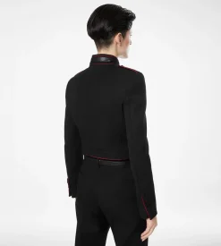 SHARP WOOL GABARDINE OFFICER JACKET WITH PIPING