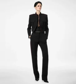 SHARP WOOL GABARDINE OFFICER JACKET WITH PIPING