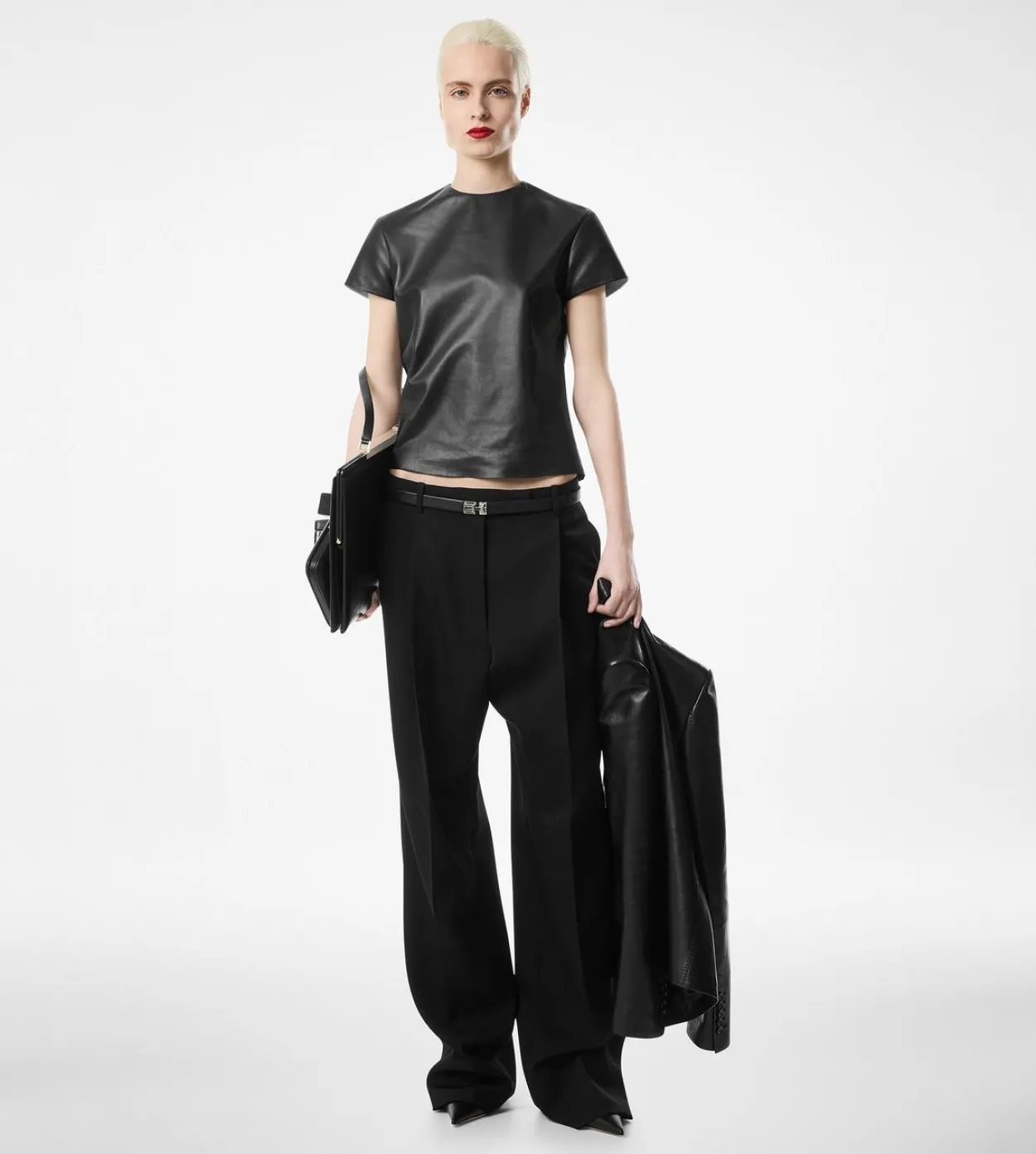 SHARP WOOL PLEATED PANTS
