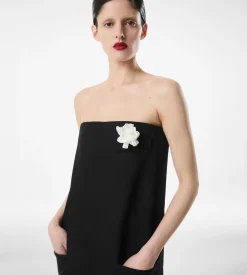 SHARP WOOL STRAPLESS EVENING DRESS