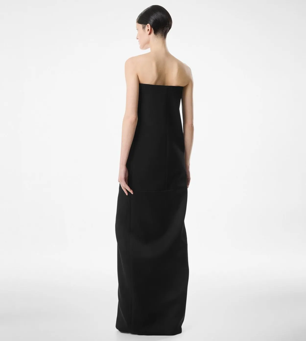 SHARP WOOL STRAPLESS EVENING DRESS