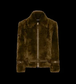 SHEARLING BLOUSON WITH LEATHER DETAILS