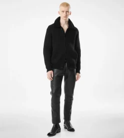 SHEARLING COLLAR CASHMERE CARDIGAN