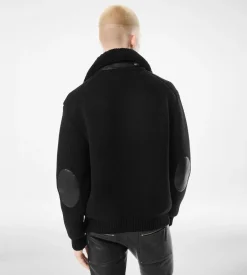 SHEARLING COLLAR CASHMERE CARDIGAN