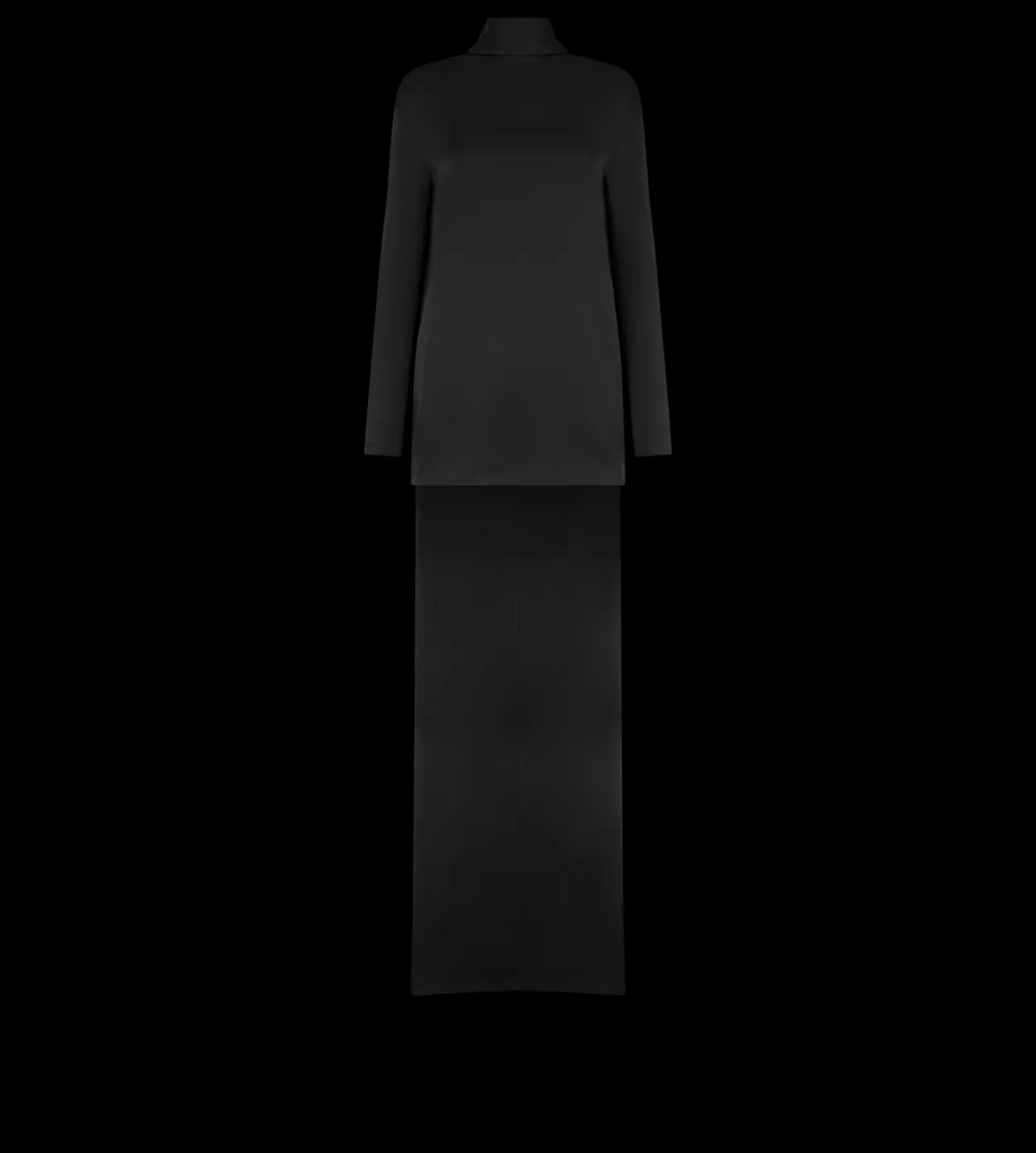SHINY CREPE MOCK NECK COCKTAIL DRESS