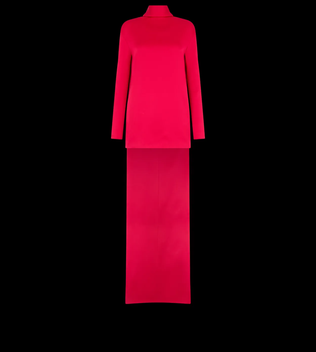 SHINY CREPE MOCK NECK COCKTAIL DRESS