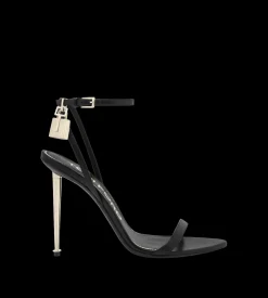 SHINY LEATHER PADLOCK POINTY NAKED SANDAL