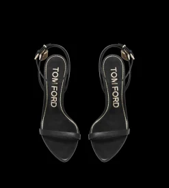 SHINY LEATHER PADLOCK POINTY NAKED SANDAL