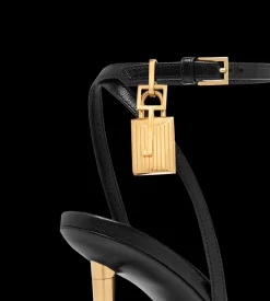 SHINY LEATHER PADLOCK POINTY NAKED SANDAL