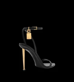 SHINY LEATHER PADLOCK POINTY NAKED SANDAL