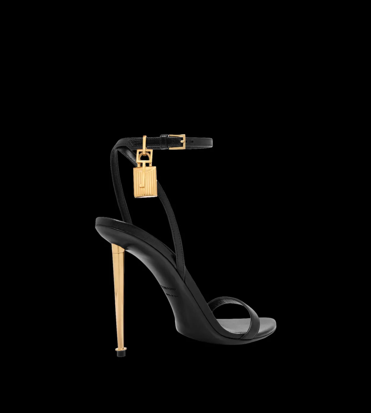 SHINY LEATHER PADLOCK POINTY NAKED SANDAL