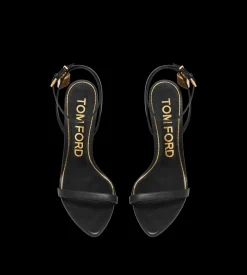 SHINY LEATHER PADLOCK POINTY NAKED SANDAL