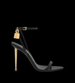 SHINY LEATHER PADLOCK POINTY NAKED SANDAL