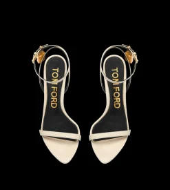 SHINY LEATHER PADLOCK POINTY NAKED SANDAL