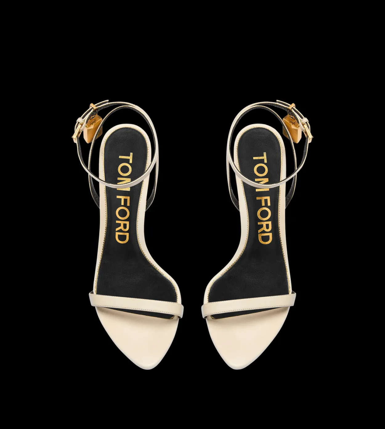 SHINY LEATHER PADLOCK POINTY NAKED SANDAL