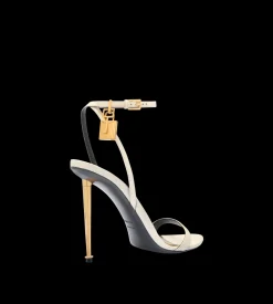 SHINY LEATHER PADLOCK POINTY NAKED SANDAL