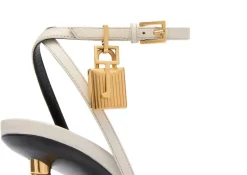SHINY LEATHER PADLOCK POINTY NAKED SANDAL